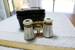 Antique Colmont Paris Mother Of Pearl Opera Glasses With Case