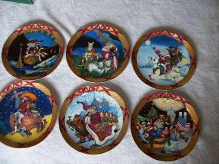 Bing Grondahl Santa Christmas Around The World 6 Porcelain Plates 1995 To 2000