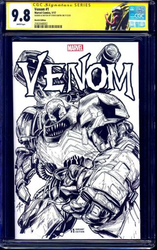 Venom 1 Blank Cgc Ss 9.  8 Signed Virus Sketch By Steve Kurth Nm/mt
