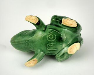 Vintage McCoy Green Frog Pottery Planter W/yellow highlights 3