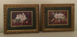 Magnolia And Fruit Picture Set - Vtg.  Homco - Home Interiors Rare