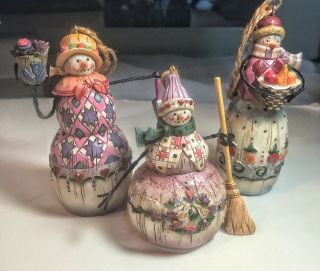 2003 Jim Shore Set Of 3 Wise Women Snowmen They Came To,  Cook & Weed 4”