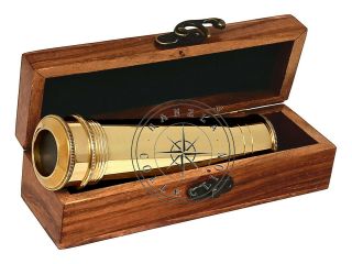 Handmade Polished Brass Kaleidoscope Maritime Nautical Kids Gift With Wooden Box
