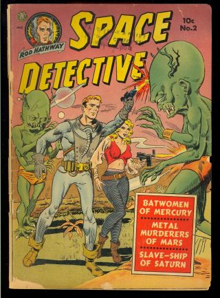 Space Detective 2 Classic Pre - Code Horror Sci - Fi Aliens Avon Comic 1951 Gd -