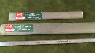 (2) Vtg K&e Leroy Electrical Symbol Templates 3240c - 10,  3240c - 5 W/ Papers