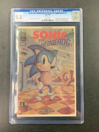 Sega Sonic The Hedgehog Promotional Supplement 1 Cgc 9.  8 1991