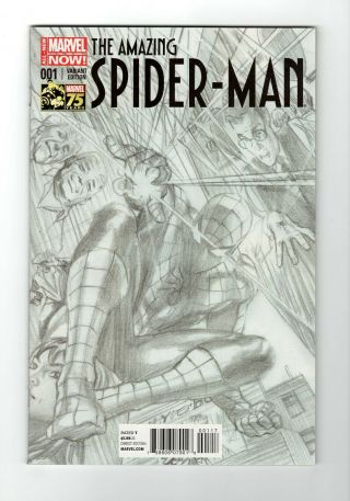 Spider - Man (2014) 1 Alex Ross 1:300 Sketch 75th Anniversary Variant Nm