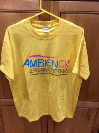 Drug Rep Ambien Cr Xl 44” Chest Yellow Tee T Shirt Lk Nu