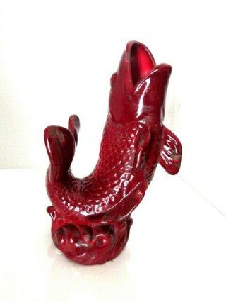 Vintage Large Ceramic Gurgle Fish Pitcher 12 1/2 " Tall By 7 " Wide