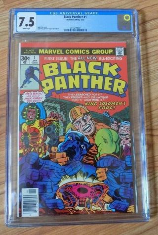 Black Panther Issue 1 Cgc 7.  5 White Pages 1977 Marvel 1st Solo Key Issue