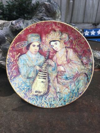 Edna Hibel L/ed Porcelain Collectors Plate 1990 " Lovers Of The Summer Palace "