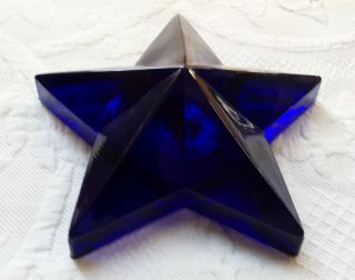 Cobalt Blue Glass Texas Star Centennial Paperweight 1836 - 1936