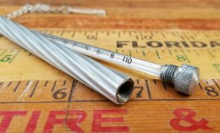 Antique/vtg Faichney Watertown Ny Glass Thermometer Oral Aluminum Case