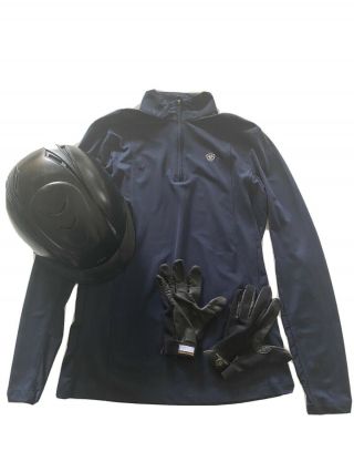 Ariat Tek Horse Riding Shirt,  Gloves And Helmet