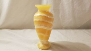 Alabaster Stone Yellow & White Vase From Egypt