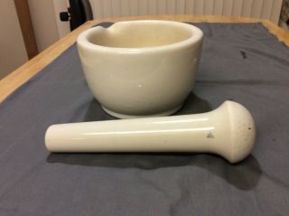 Large Vintage Coors Usa Porcelain Mortar 520 - 4 And Pestle Apothecary