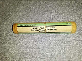 Smallpox Vaccine Wooden Tube 1959