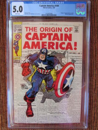 Captain America 109 Cgc 5.  0 Origin Retold Nick Fury App