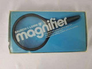 Vintage Bausch & Lomb 4 " Diameter Optical Glass Lens Magnifier W/ Box