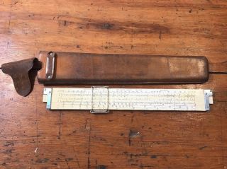 Vintage 1930s Keuffel & Esser Slide Ruler Model 4091 - 3,  W/ Leather Case Pat Pen