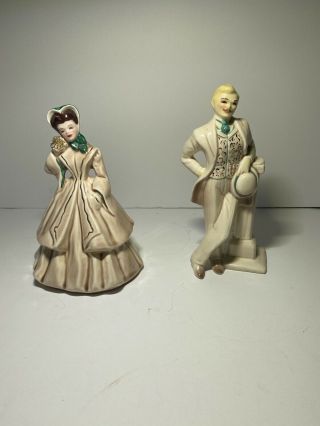 Vtg Florence Ceramics Pasadena California Figurines Jim Irene Pink