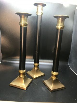 Vintage Hollywood Regency Black/brass Candlesticks
