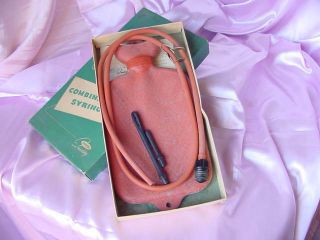 Vintage Davol Comfy Combination Syringe Douche Enema Bag Hot Water Bottle & Box