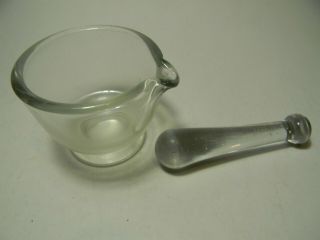 Vintage Apothecary Pharmacy Glass 2 Ounce Mortar And Pestle 1m