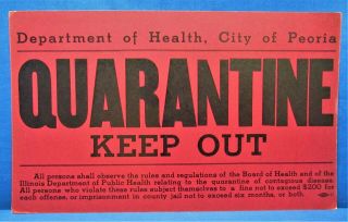 Quarantine Signs 1930’s & 40’s Peoria,  Il 5 Different Obsolete Warning Signs
