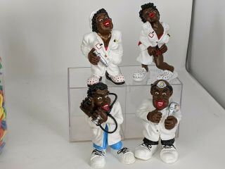 " L Supply " Doctor And Nurse Figurines.  Set Of 4.  6 In