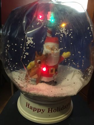 Gemmy Blow Up Inflatable Happy Holidays Christmas Snow Globe Santa & Rudolph