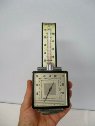 Vintage Airguide Art Deco Wall Mount Thermometer Barometer 7 5/8 "