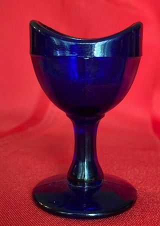 Rare Vintage Cobalt Pedestal Eye Wash Cup Marked With " Hospital "