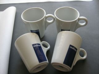 Set Of 4 Lavazza Portugal 10 Oz.  Coffee Mug White With Blue Logo Lavazza
