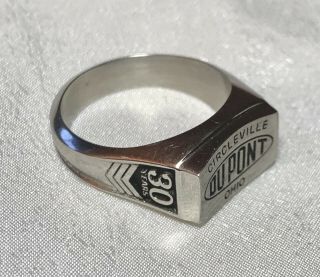 Vtg Dupont 30yr Employee Service Safety Award Class Style Ring Circleville Ohio