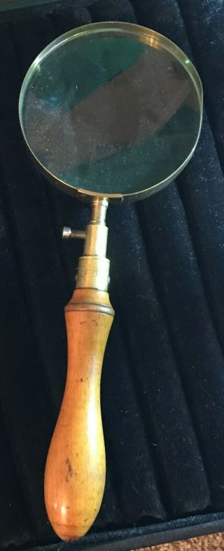 Vintage Brass Wood Magnifying Glass W.  Marples And Sons Sheffield