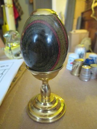 Vintage Van Cort Wooden Egg Kaleidoscope With Brass Stand