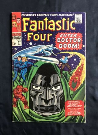 Fantastic Four 57 (12/66) Classic Doctor Doom Cover Kirby Lee F/vf