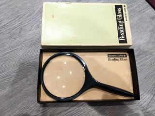 Vintage Bausch&lomb Large Round Magnifier Reading Glass Black U.  S.  A.