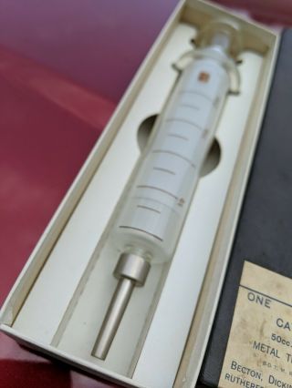 Vintage Becton Dickinson & Co Glass Catheter Syringe Collectible 52C BD 2