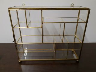 Glass And Brass Display Case Desk Or Wall