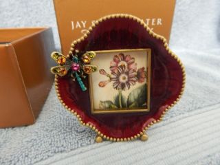 Jay Strongwater Maroon Dragonfly Crystal Enamel Picture Frame Flora Fauna
