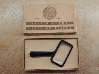 Vintage Bausch & Lomb Reading Glass Black Rectangular Magnifier
