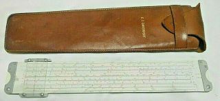 Vintage Pickett Slide Rule With Leather Case Model 2 Chicago Usa 1949