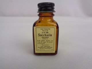 Vintage Norwich Pharmacal Co Ny Full Saccharin 1/4 Gr Tablets Brown Bottle