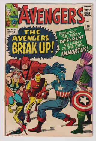 1964 Marvel Comics The Avengers 10 In Fn/vf - 1st Immortus