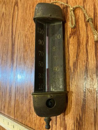 Antique 1887 Taylor Bros Brass Chandelier 3 Sided Thermometer Vintage