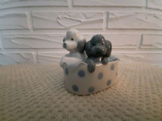 Nao By Lladro,  Two Puppies In A Basket Figurine.  No Box