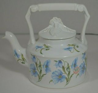 Vintage Arthur Wood Porcelain Teapot.  Blue & white floral.  England. 2