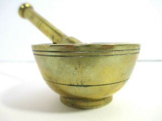 Vintage Solid Brass Mortar And Pestle Apothecary Medicine Herbs Grinding Small